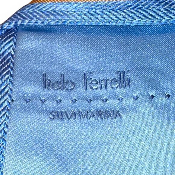 Italo Ferrelli Silvimarina Blue & Orange Handmade 100% Silk Tie - Picture 5 of 9